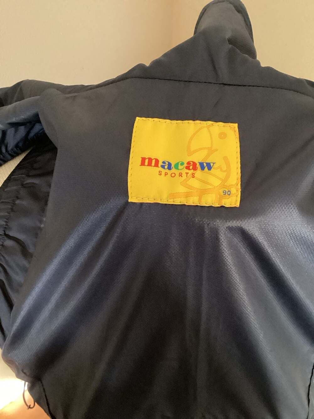 Macaw Sports Navy Blue Graphic Print Cinched Waist Vest Size 90 - Picture 2 of 3
